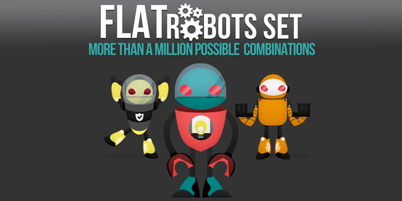 flat-robot-characters-set
