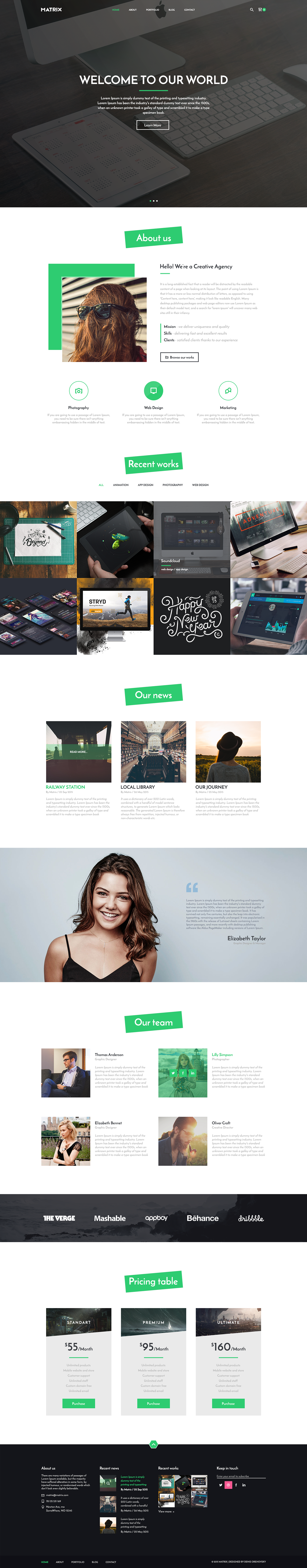 Matrix: Single-page Minimal Web PSD Template  Bypeople Regarding Free Psd Website Templates For Business
