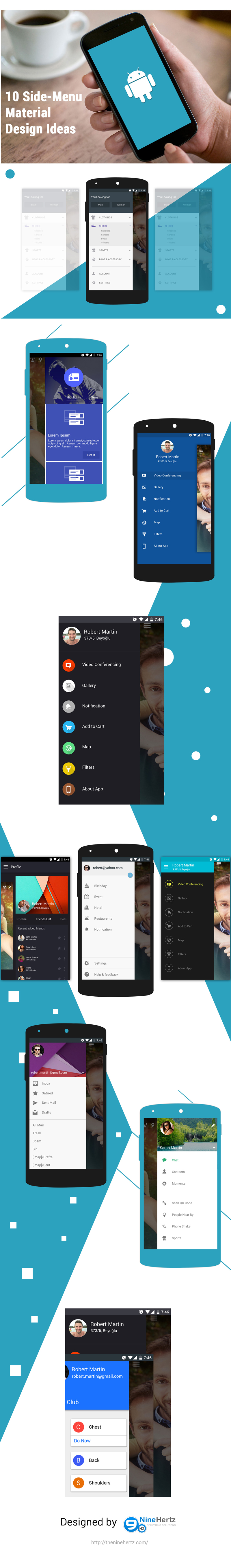 Side Menu Material Design UI Kit Bypeople
