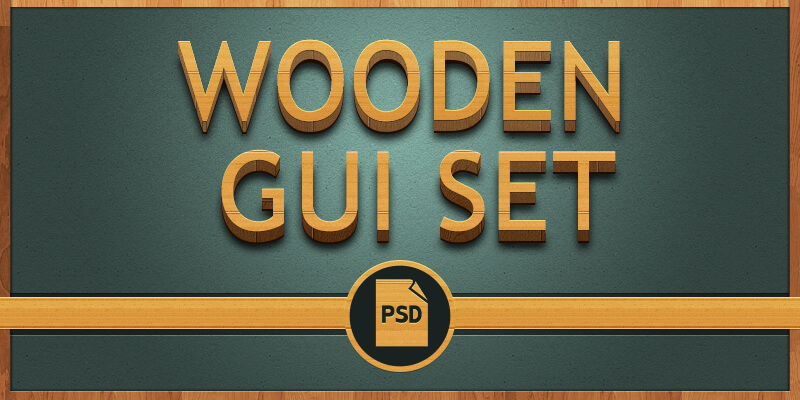wooden-style-psd-gui-set