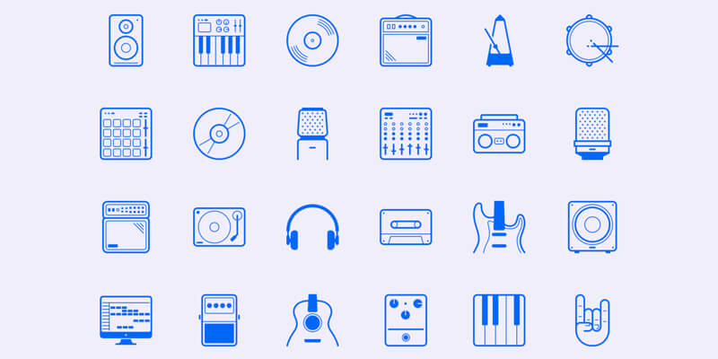 music-studio-line-icon-set