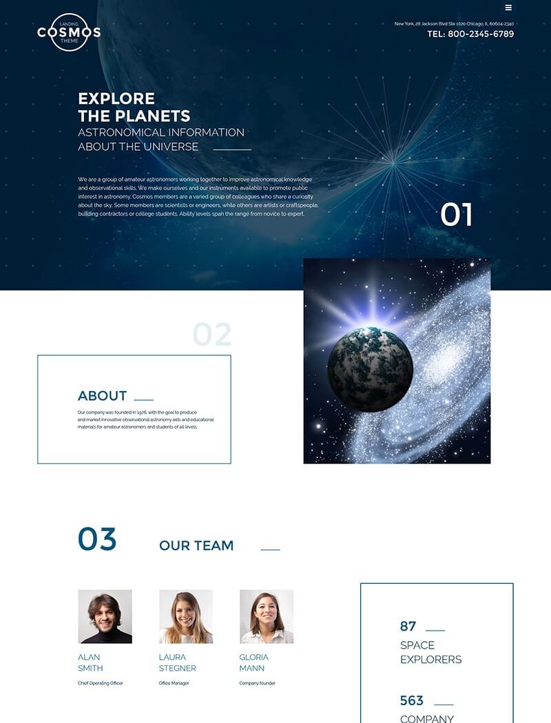 Cosmos Landing Page Website Template