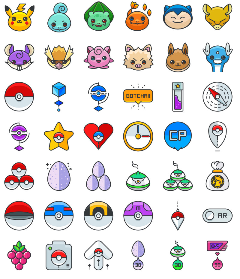 Free Pokemon Icon - Download in Colored Outline Style