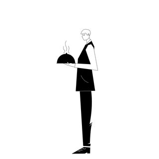 waiter food attend man walk