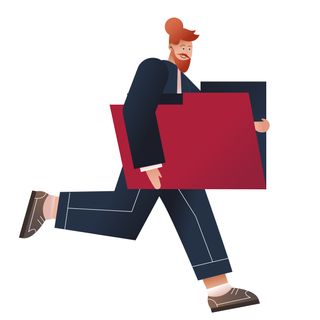 man folder archive documents hurry