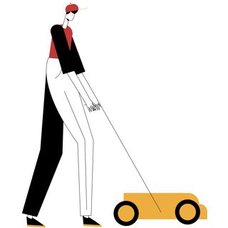 lawn mower cutting grass housekeeping gardener