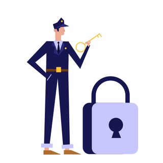 key security padlock police officer