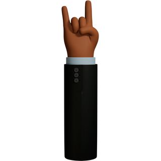 hand brown jacket sign rock music