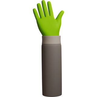 green hand jumper sign hello