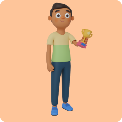 character boy carrying a trophy 3d assets