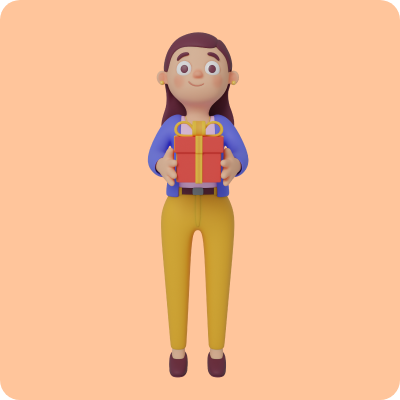 character girl carrying a gift 3d assets