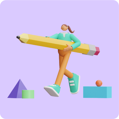 scene girl carrying a giant pencil 3d assets