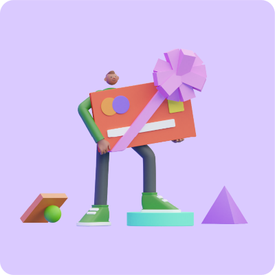 scene man carrying a giant gift 3d assets