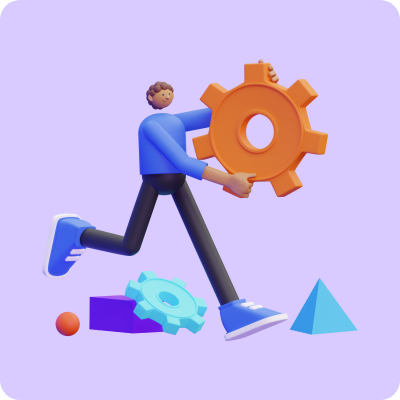 scene person carrying a gear 3d assets