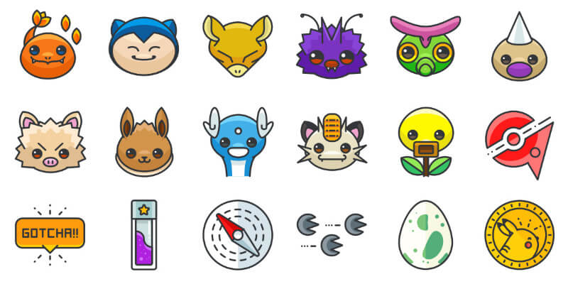 Free Pokemon Icon - Download in Colored Outline Style