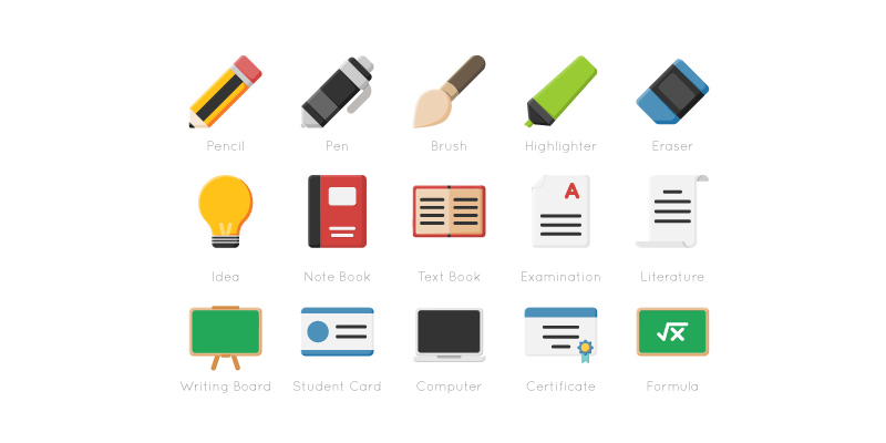 flat-education-icon-set