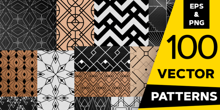 100 Geometric Patterns & Shapes Bundle, Ai & EPS Files, Transparent PNG ...