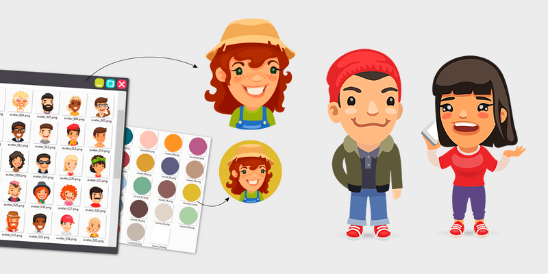 200+ Flat Full Body Cartoon Characters & Round Avatars Bundle, Ai, EPS, SVG  & PNG Files | Bypeople