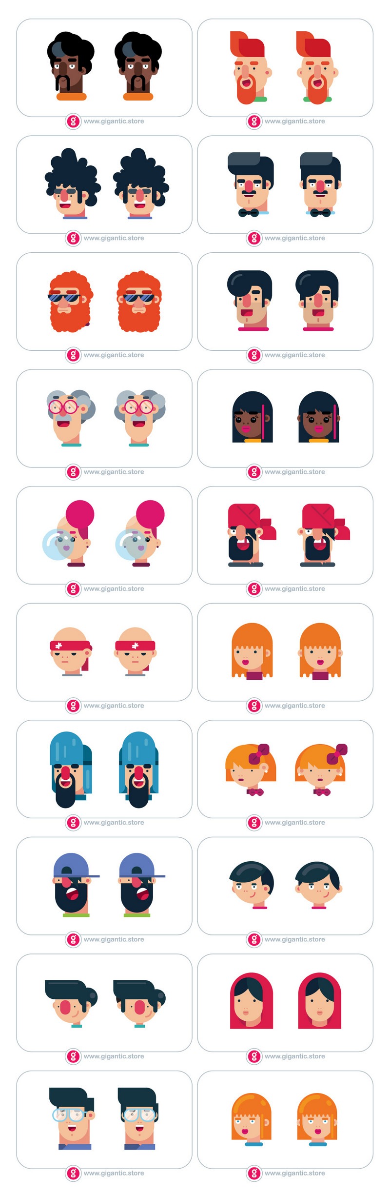 Download 100 Flat Design Characters Pack: Editable Ai & EPS Vector ...