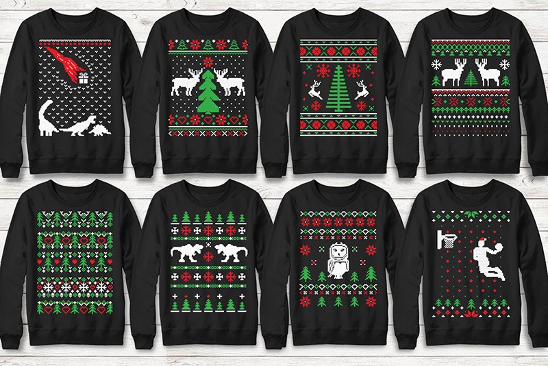 Ugly Christmas Sweater Designs Pack Contents.