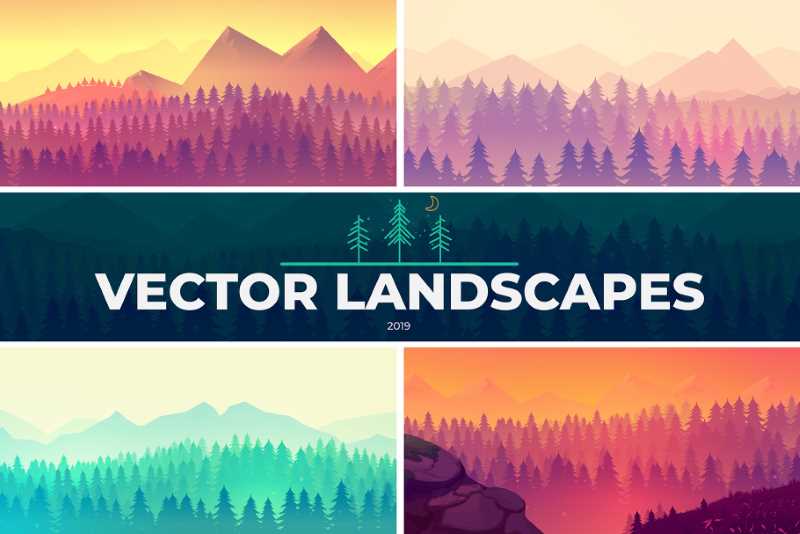 Phong cảnh 2d landscape background vector đầy màu sắc và sống động