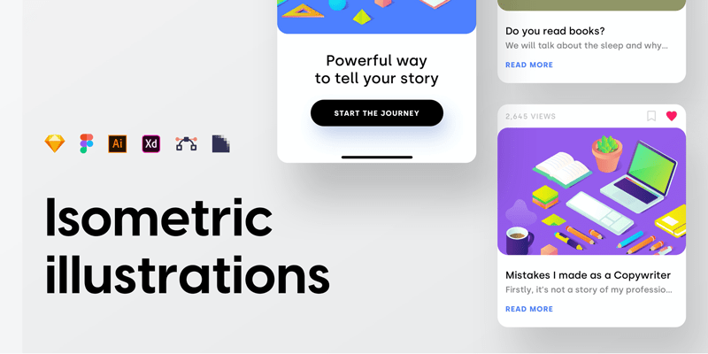 Isometric Illustrations Pack. XD, Sketch, AI, & SVG