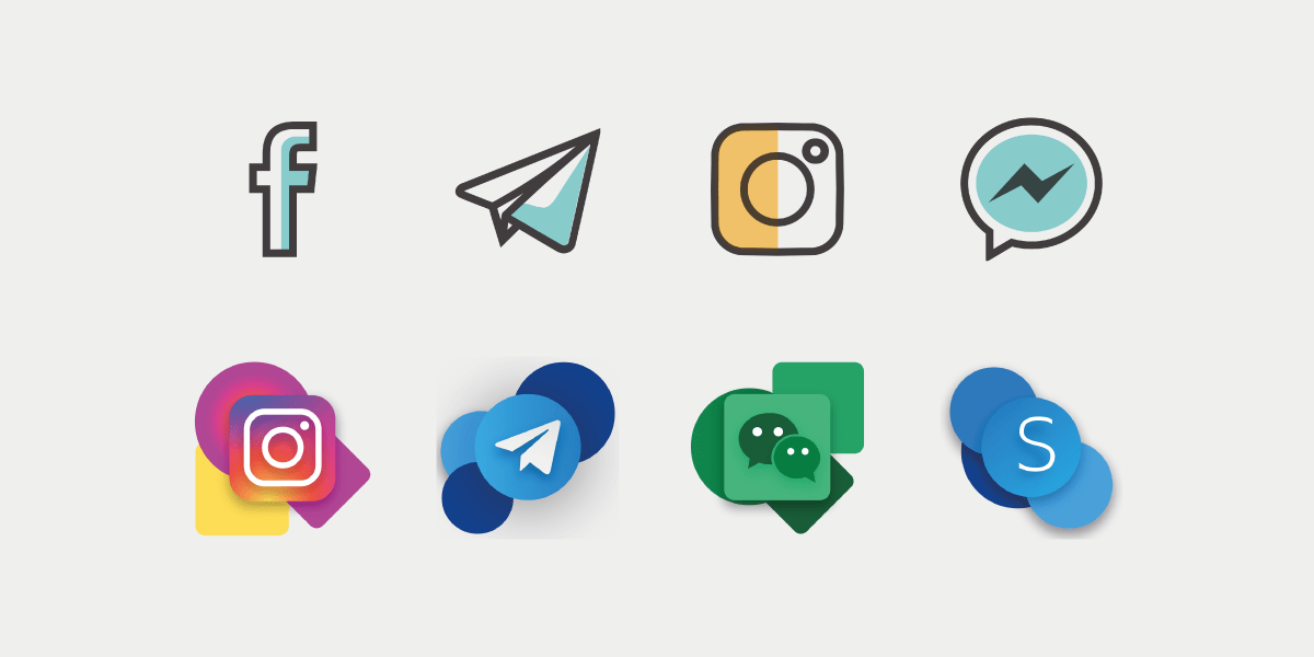 300+ Social Media Icons Pack, 12 Design Styles, SVG & PNG Files | Bypeople