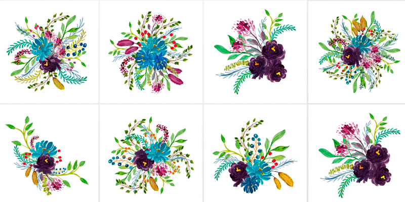 Download 980 Watercolor Floral Design Elements Patterns Compositions Bypeople