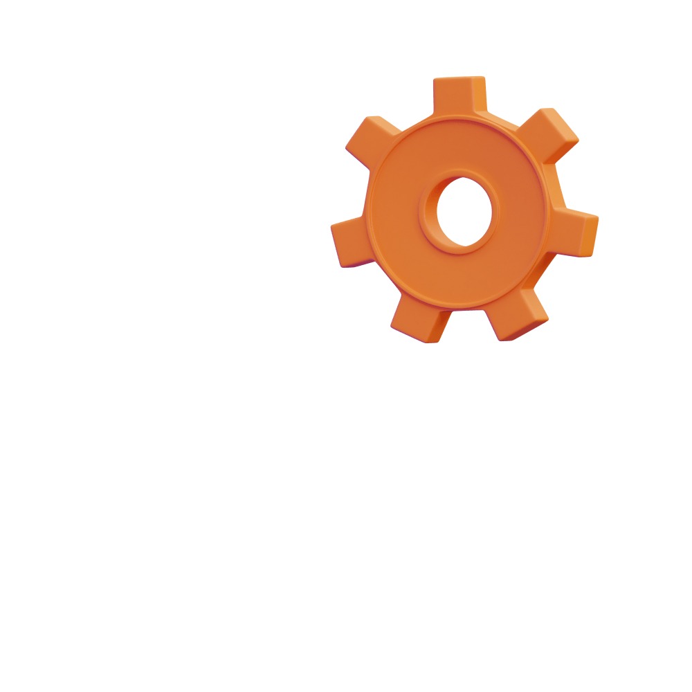 3d shape of an orange gear cog