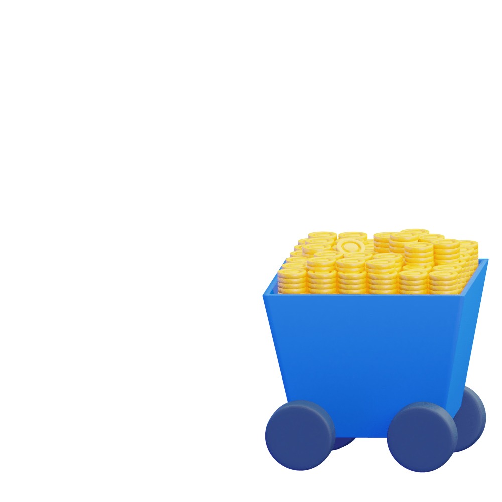 3d illustration of a cart filled with gold bars