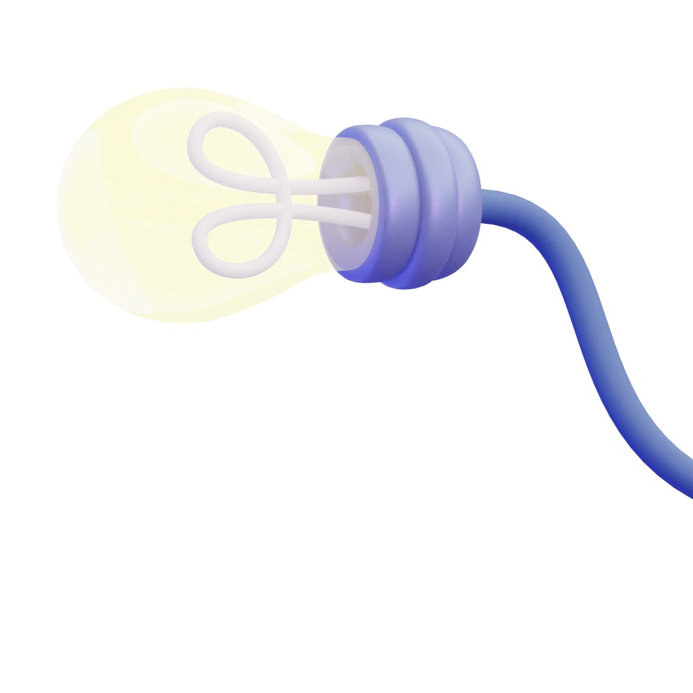 3d illustration of a large lightbulb with a wire