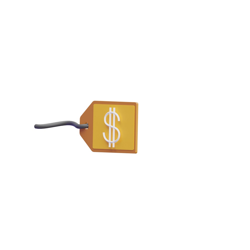 3d illustration of a price tag with the dollar sign