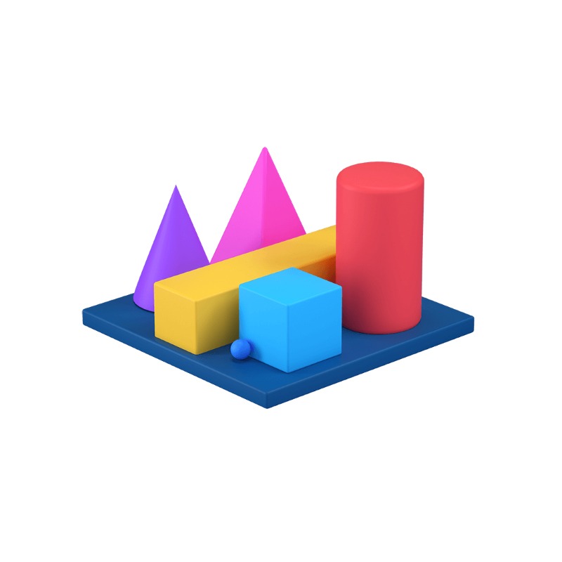 3d icon showing many geometric shapes