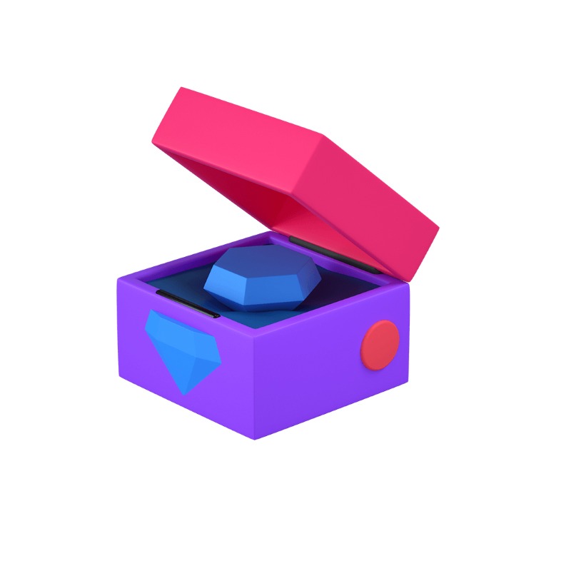 3d icon of a box with a diamond shape inside