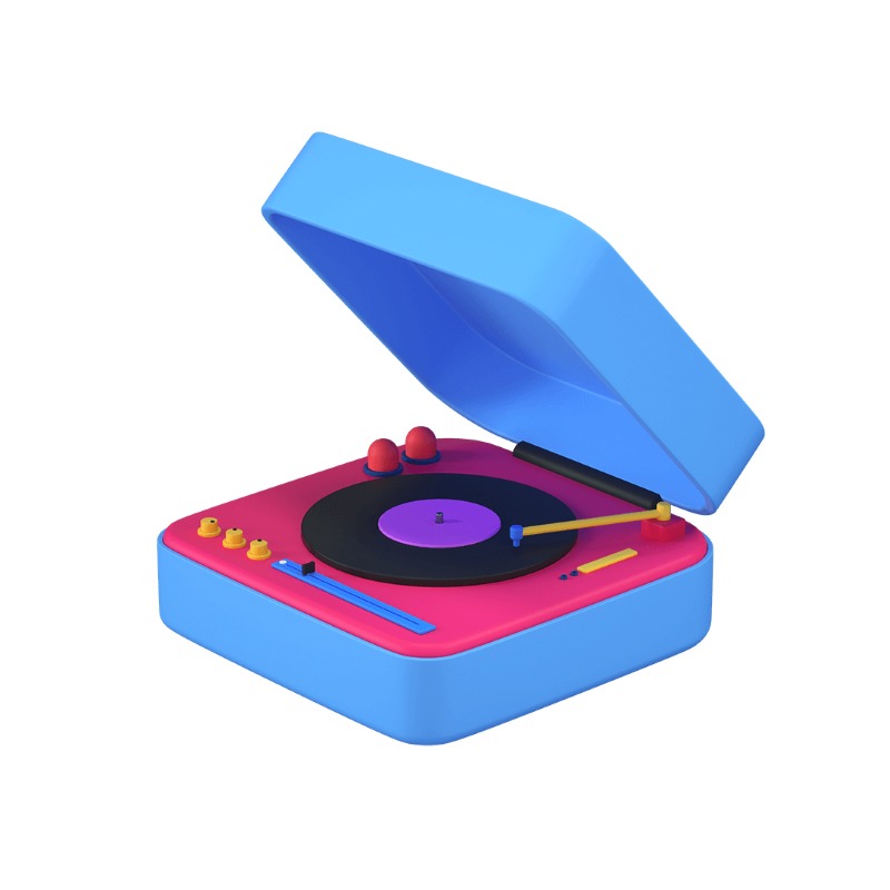 3d icon of a vinyl record player