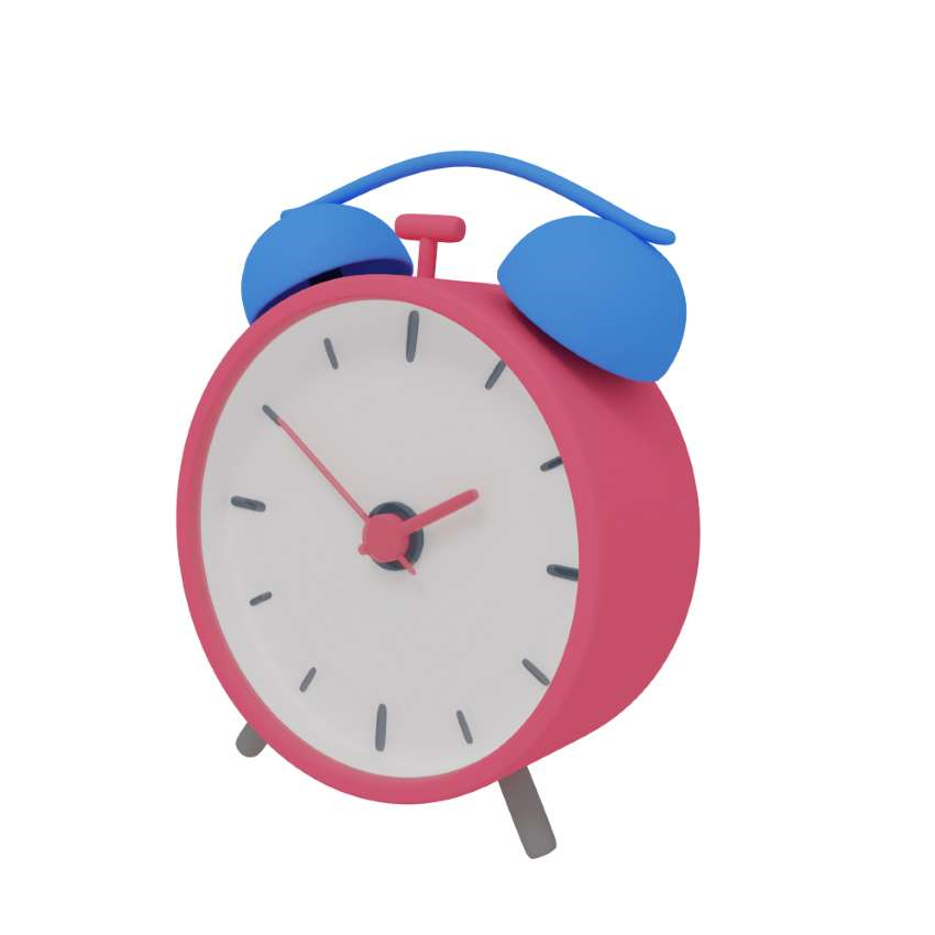 3d alarm clock icon design viewed in a perspective viewpoint