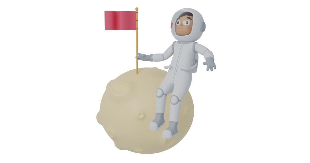 3d character design of an astronaut floating