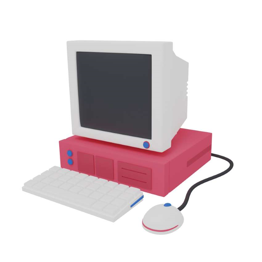 3d icon of a retro desktop PC 