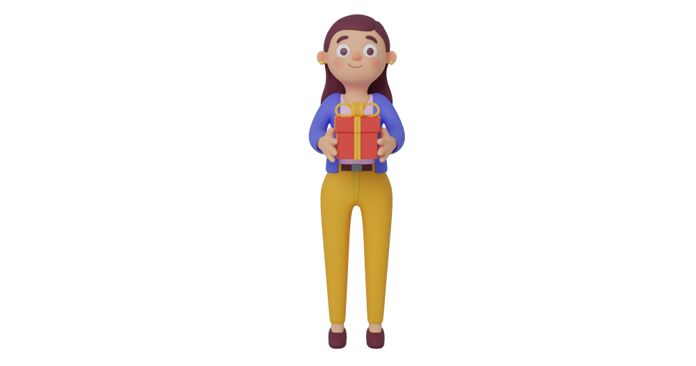3d character design of a girl standing up