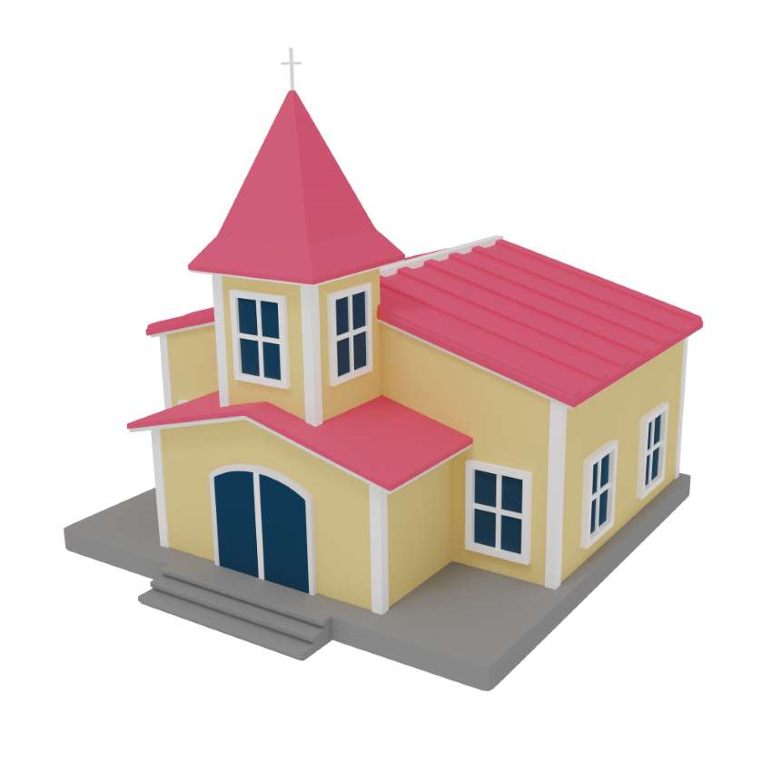 3d icon of a house to depict the standard home interface icon viewd from an angle