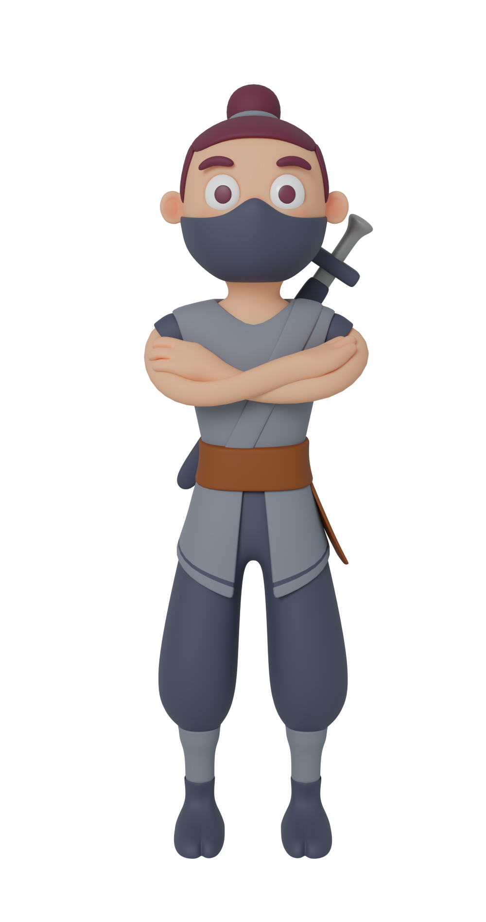 3d character design of a man dressed up as a ninja