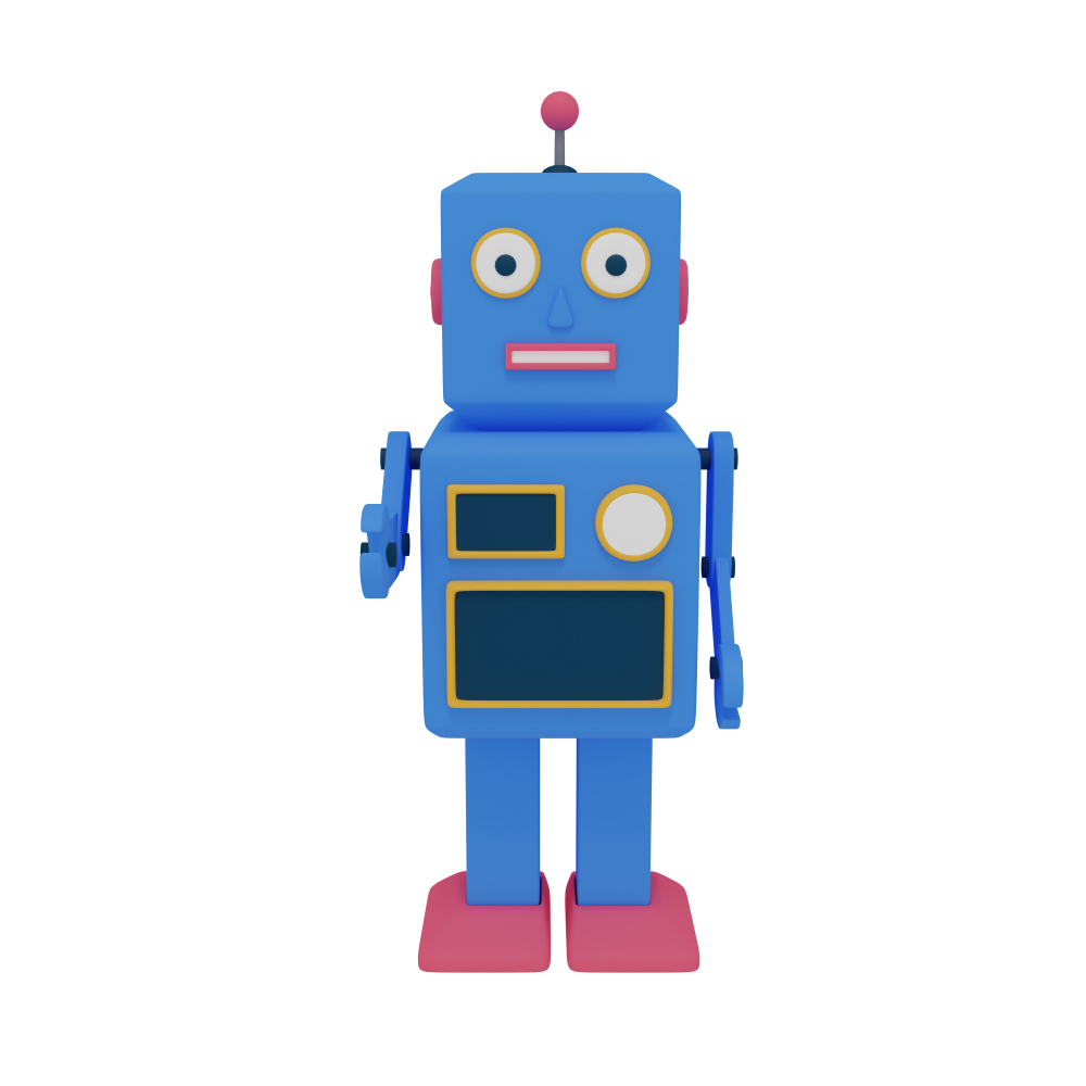 3d character design of a blue robot