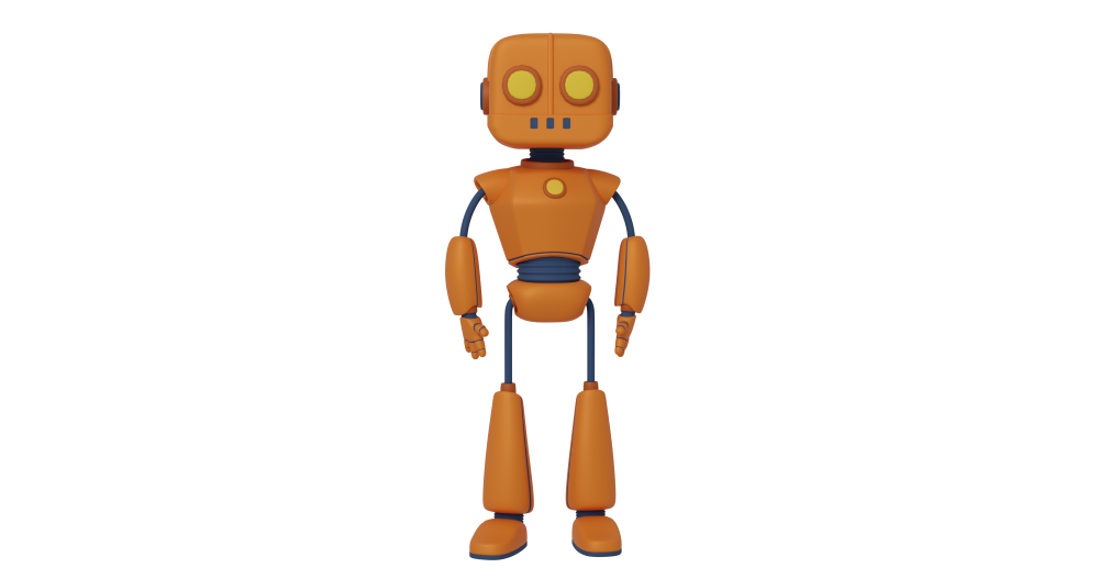 3d character design of an orange robot