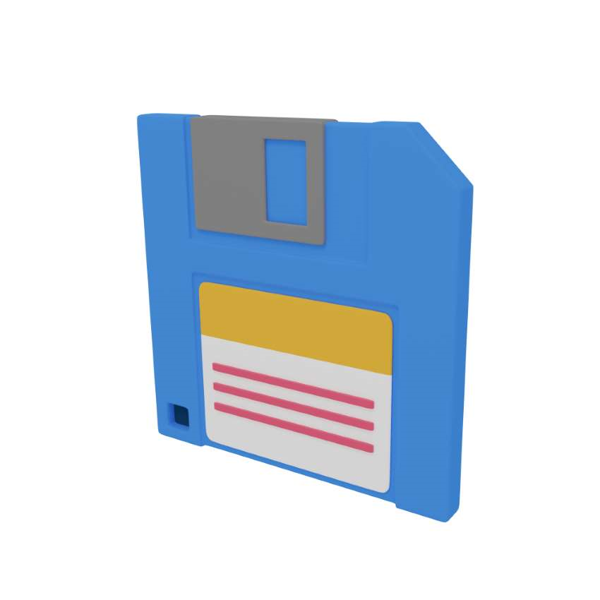 3d floppy disk icon to depict the standard save as icon