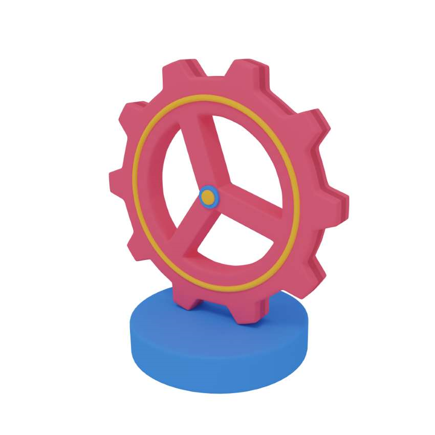 3d icon version of the settings cog icon