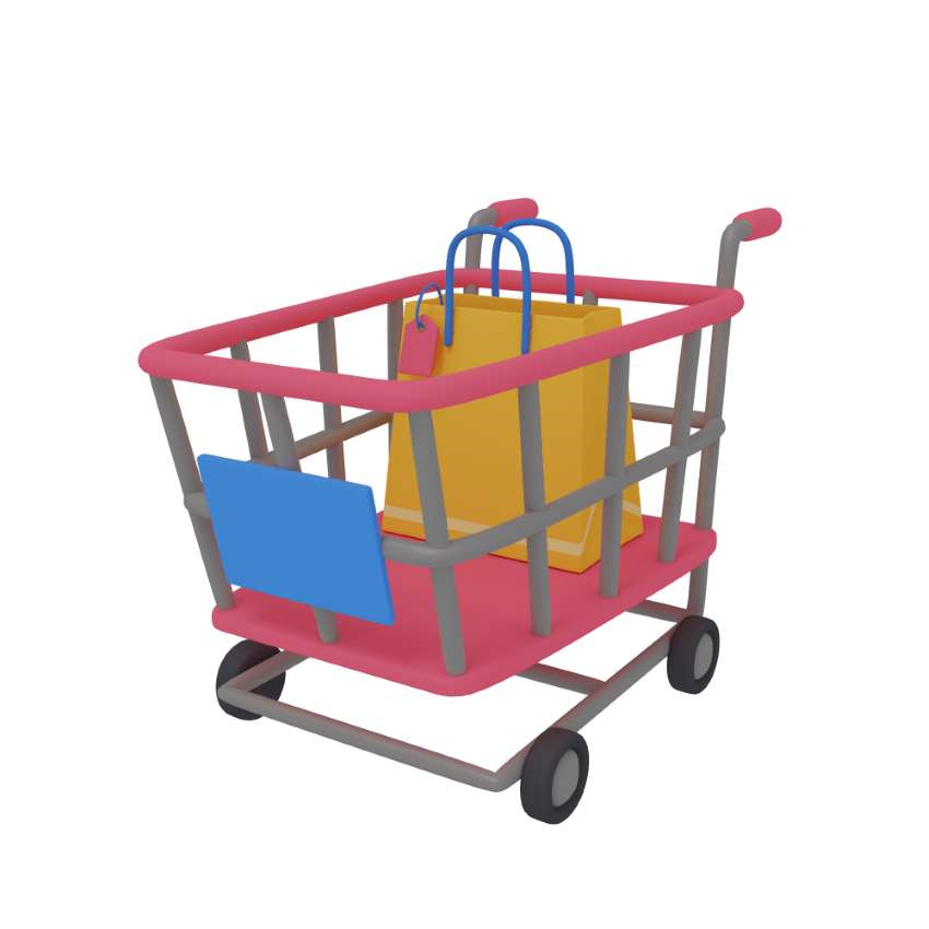 3d icon version of the shopping cart icon with objects inside