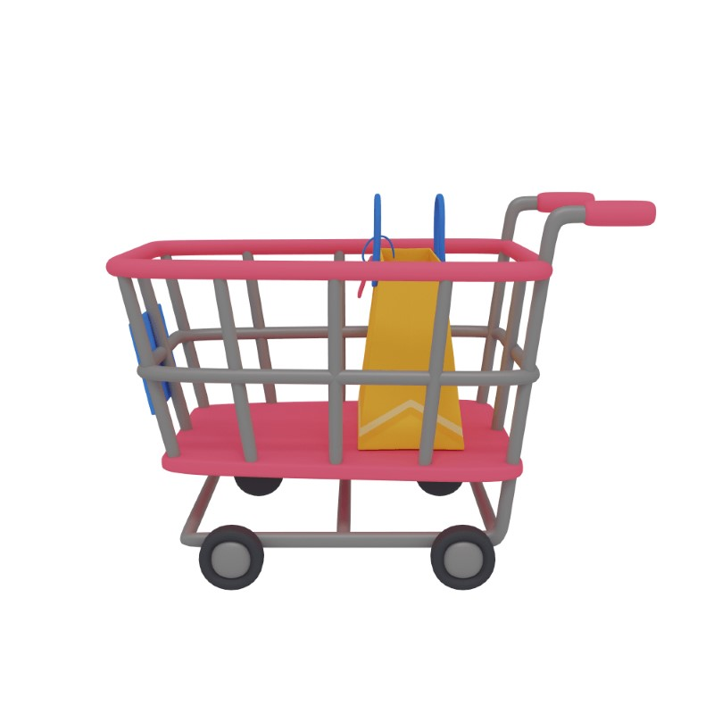 3d icon design of a shipping cart with products inside