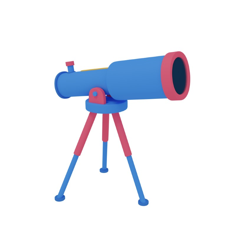 3d icon design of a telescope