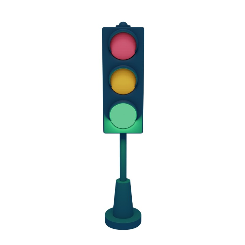 3d icon design of a traffic light with the green light turned on