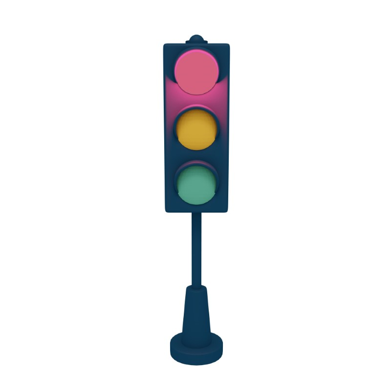 3d icon design of a traffic light with the red light turned on